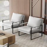 Ergonomic Orange Leather Fixed Back Sled Arm Chair Image - 6