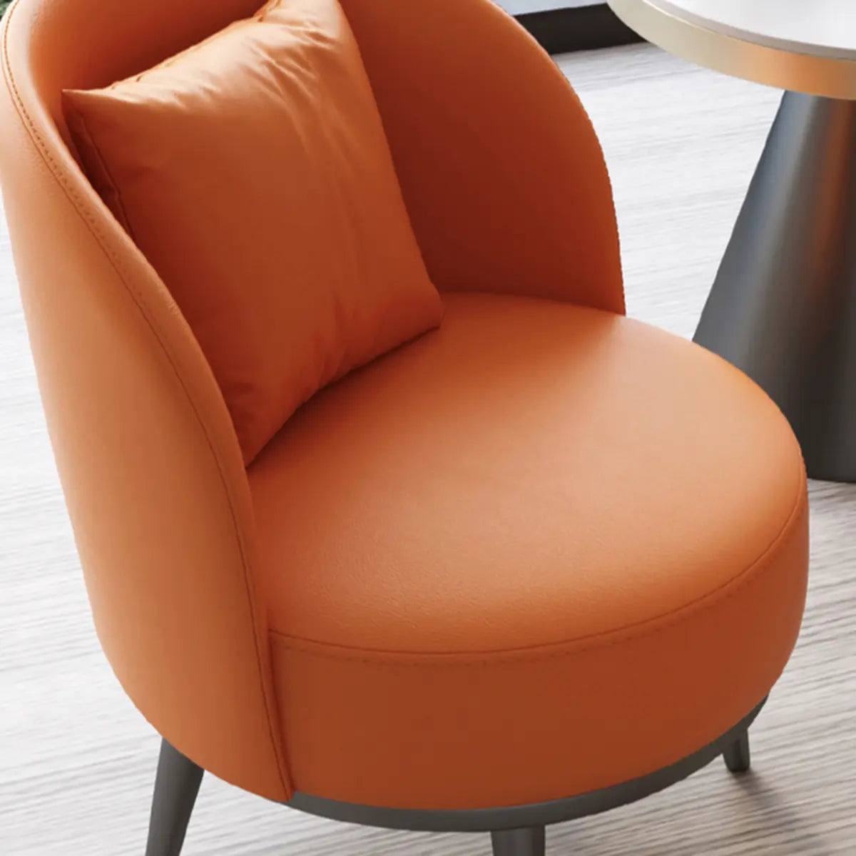 Ergonomic Orange Swivel Four Black Legs Side Chair Image - 10
