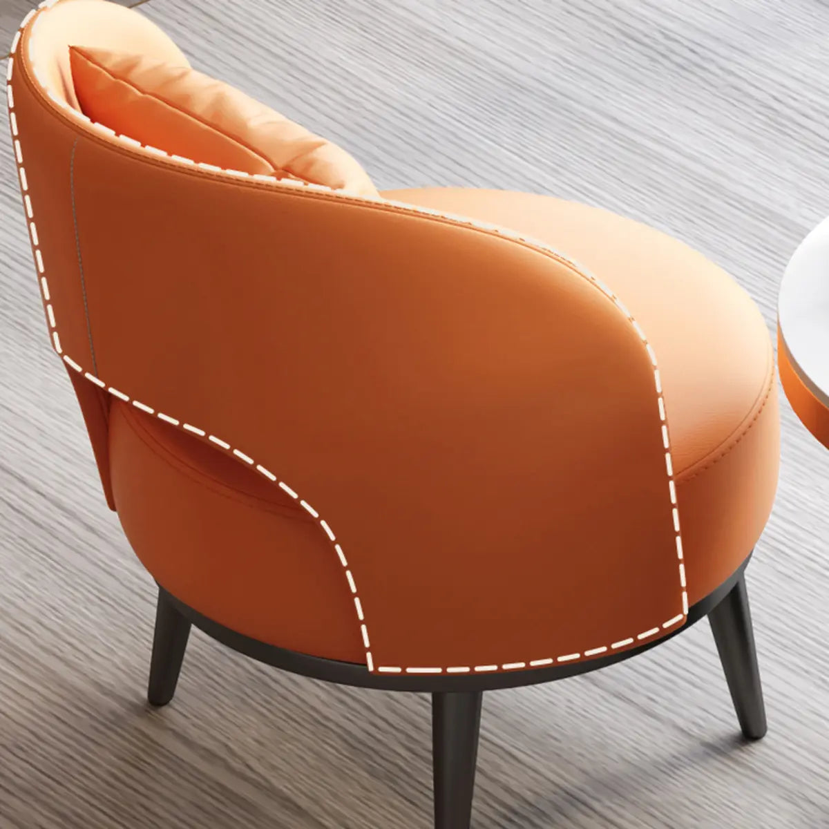 Ergonomic Orange Swivel Four Black Legs Side Chair Image - 12