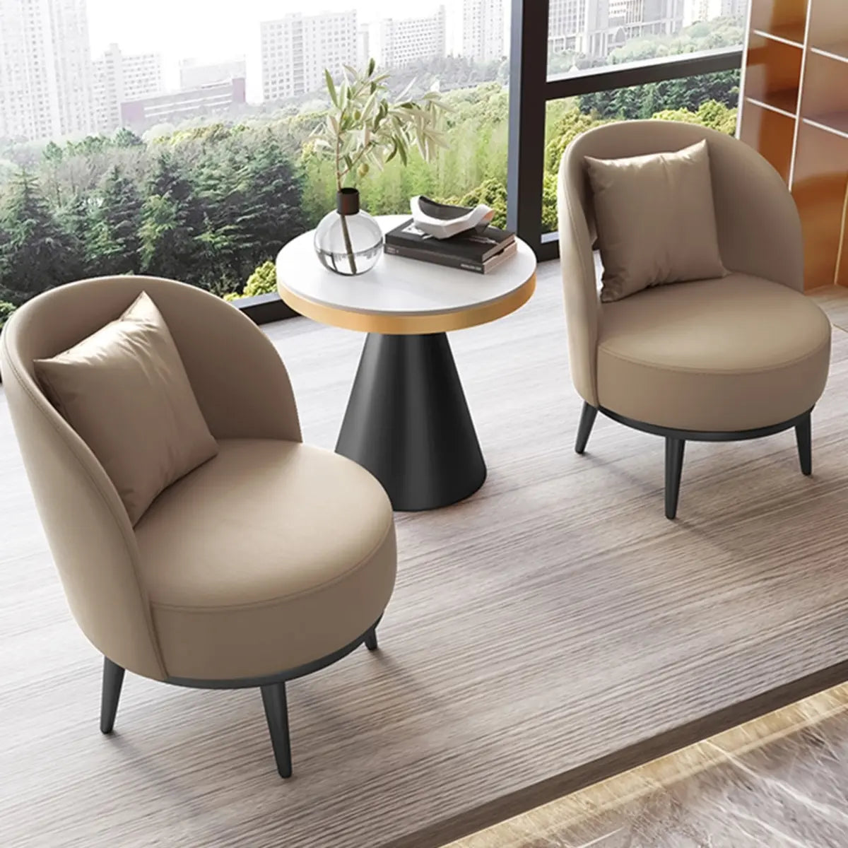 Ergonomic Orange Swivel Four Black Legs Side Chair Image - 2