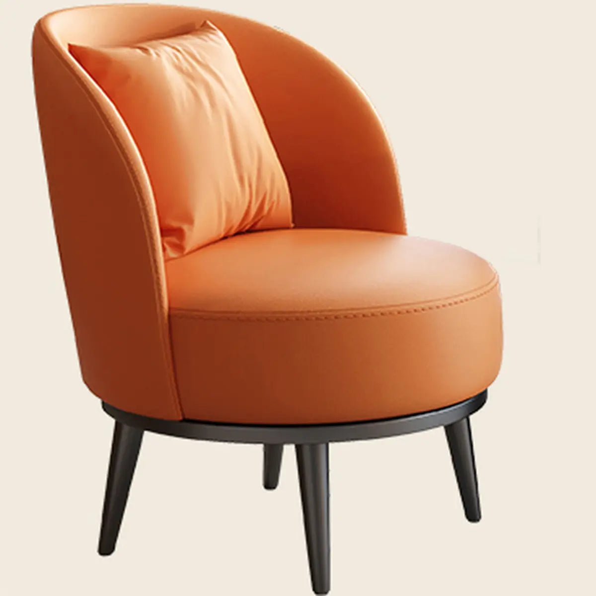 Ergonomic Orange Swivel Four Black Legs Side Chair Image - 5