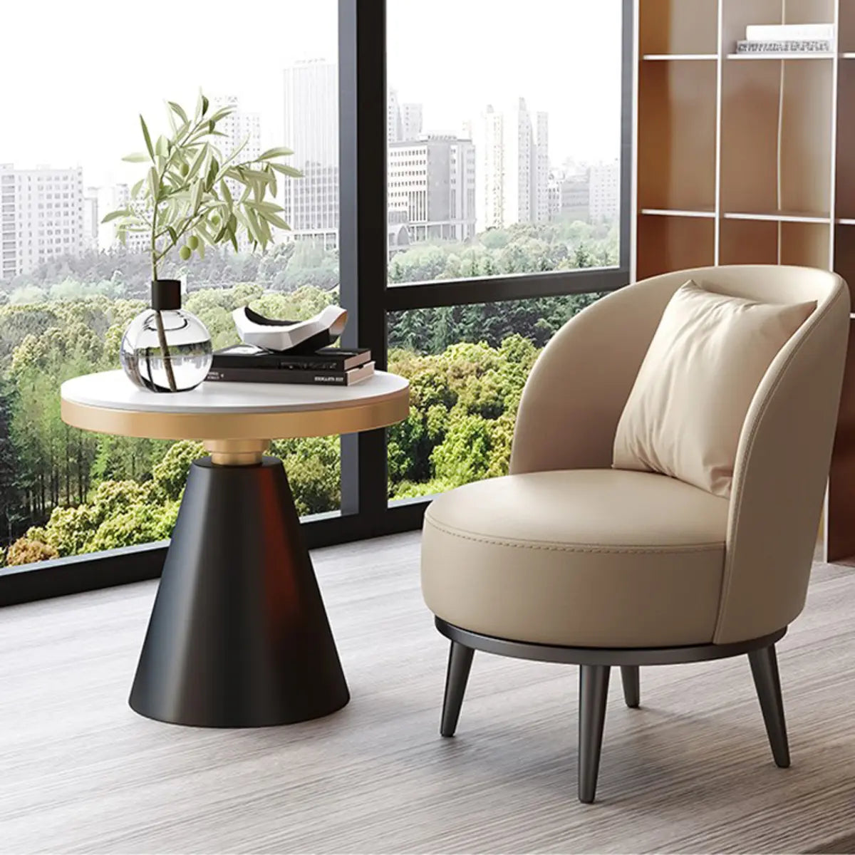 Ergonomic Orange Swivel Four Black Legs Side Chair Image - 7