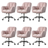 Ergonomic Pink Plush Cozy Velvet Armless Office Chair Image - 16