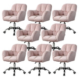 Ergonomic Pink Plush Cozy Velvet Armless Office Chair Image - 18