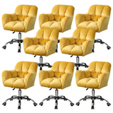 Ergonomic Plush Velvet Swivel Office Green Chairs Image - 27
