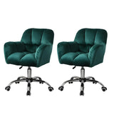 Ergonomic Plush Velvet Swivel Office Green Chairs Image - 28