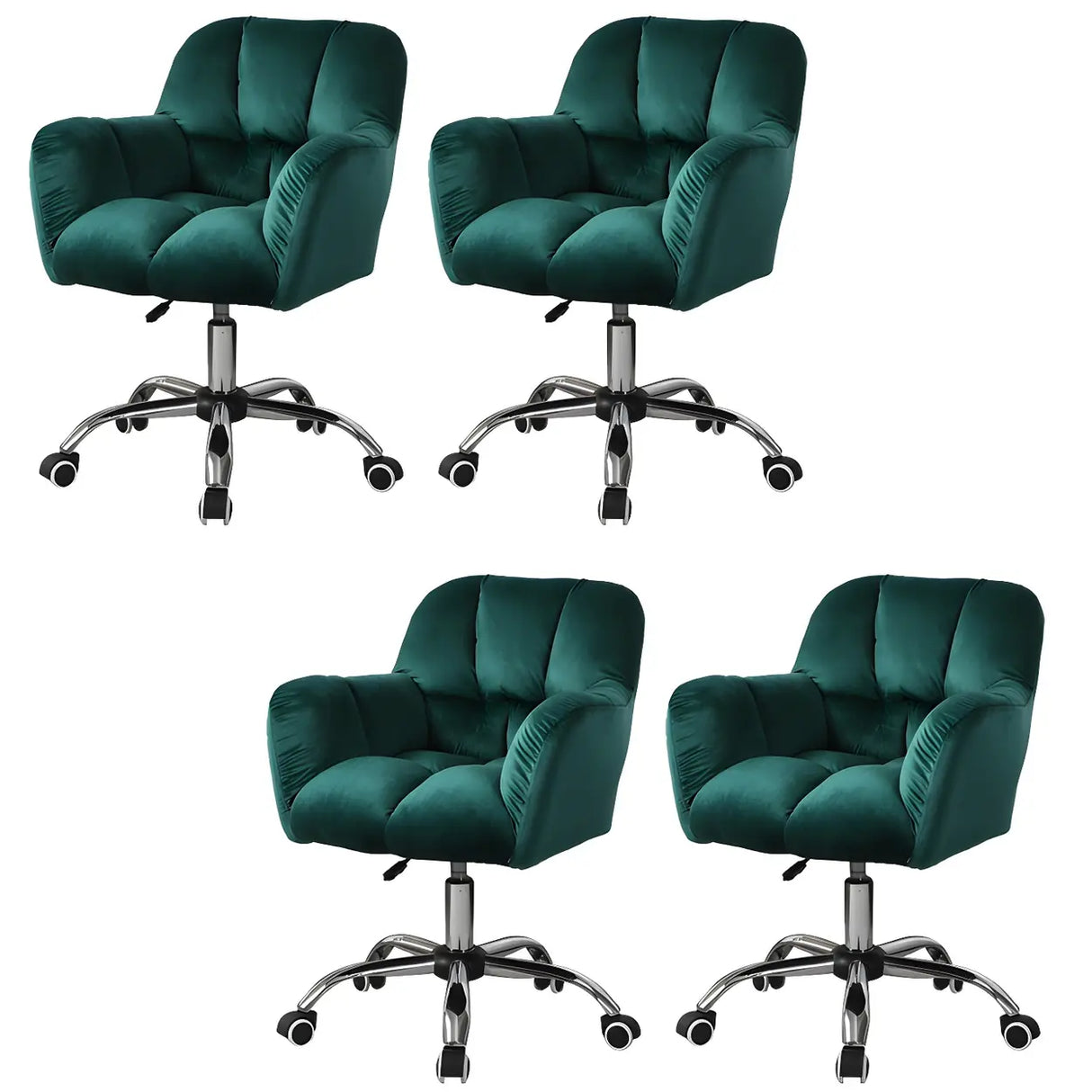 Ergonomic Plush Velvet Swivel Office Green Chairs Image - 29