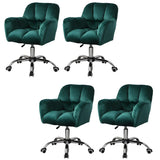 Ergonomic Plush Velvet Swivel Office Green Chairs Image - 29