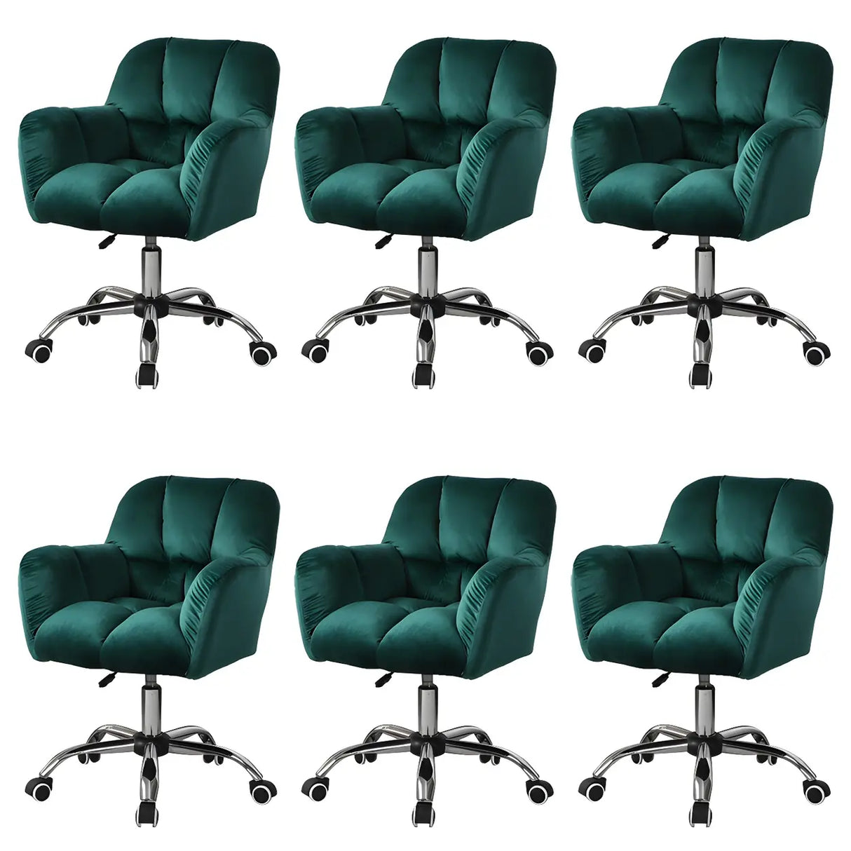 Ergonomic Plush Velvet Swivel Office Green Chairs Image - 30