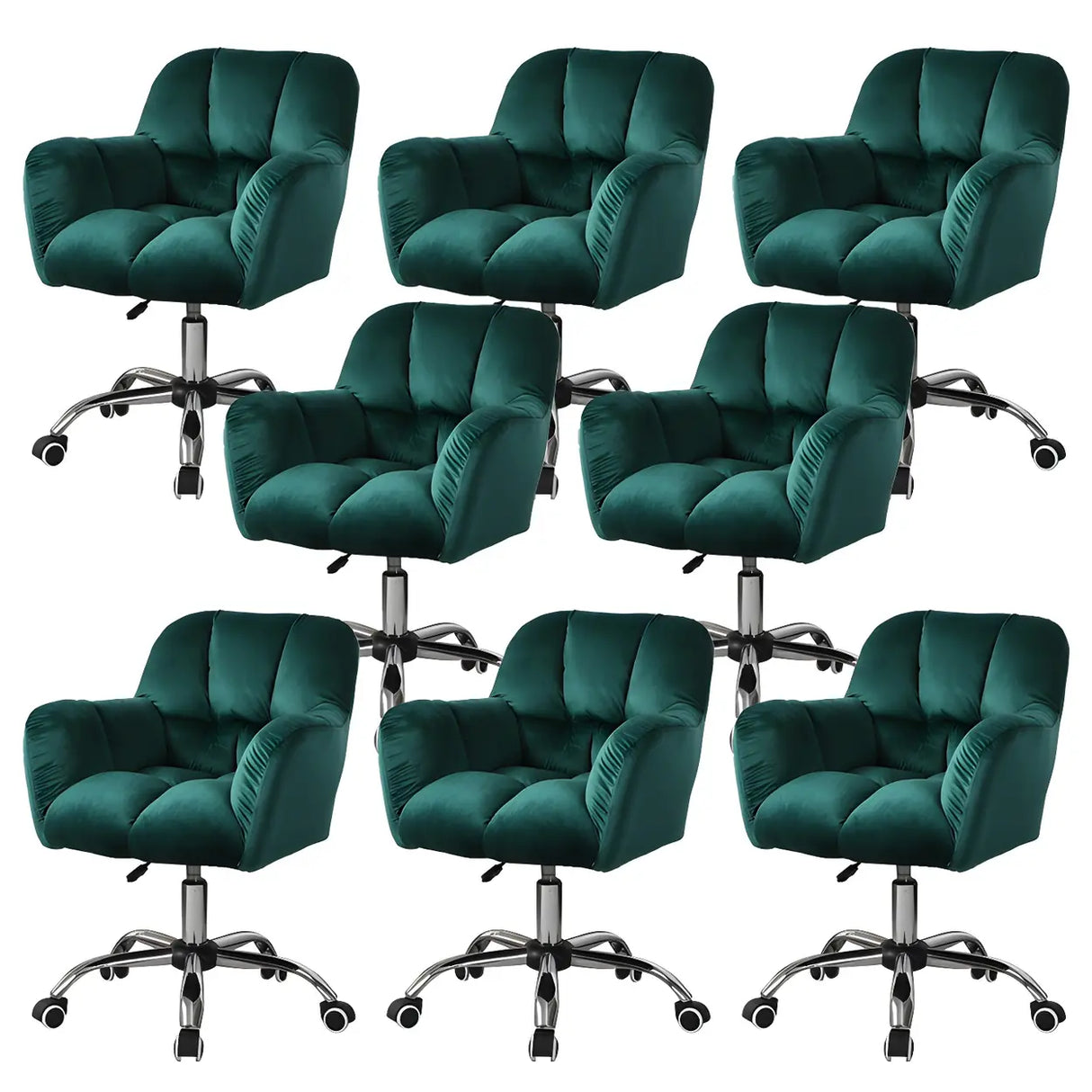 Ergonomic Plush Velvet Swivel Office Green Chairs Image - 31