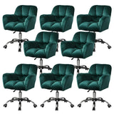 Ergonomic Plush Velvet Swivel Office Green Chairs Image - 31