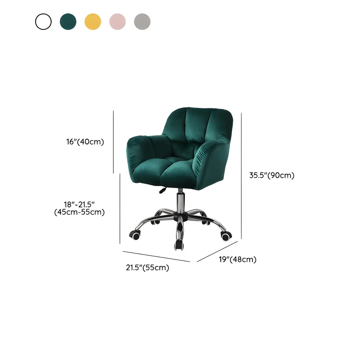 Ergonomic Plush Velvet Swivel Office Green Chairs 