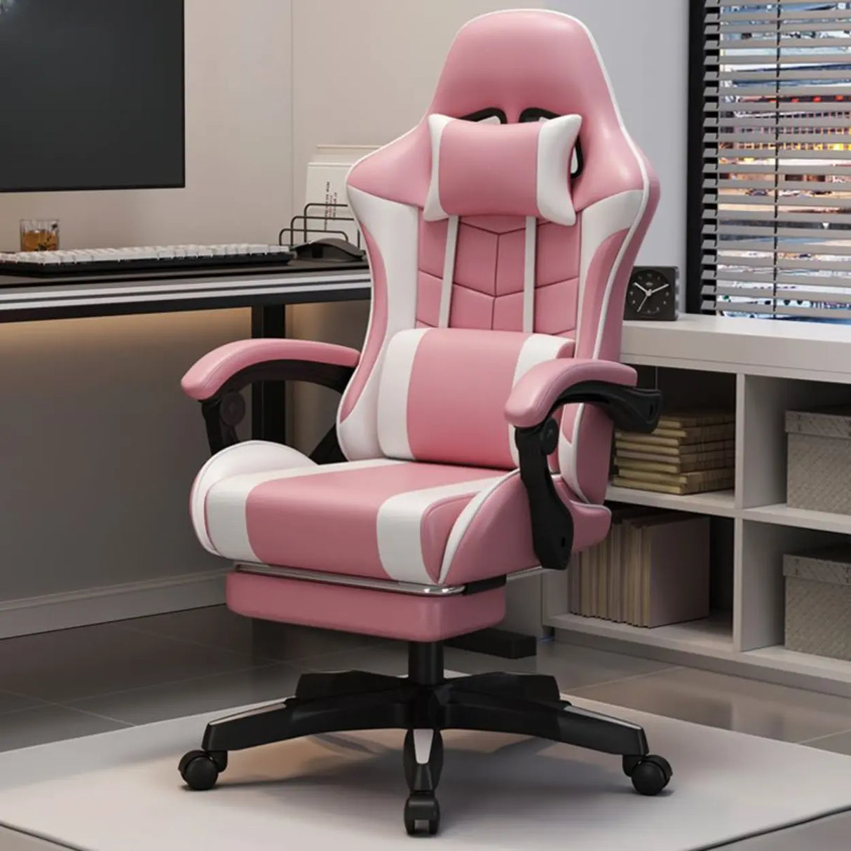 Ergonomic Racer Swivel Gaming Office Chair With Headrest Image - 11