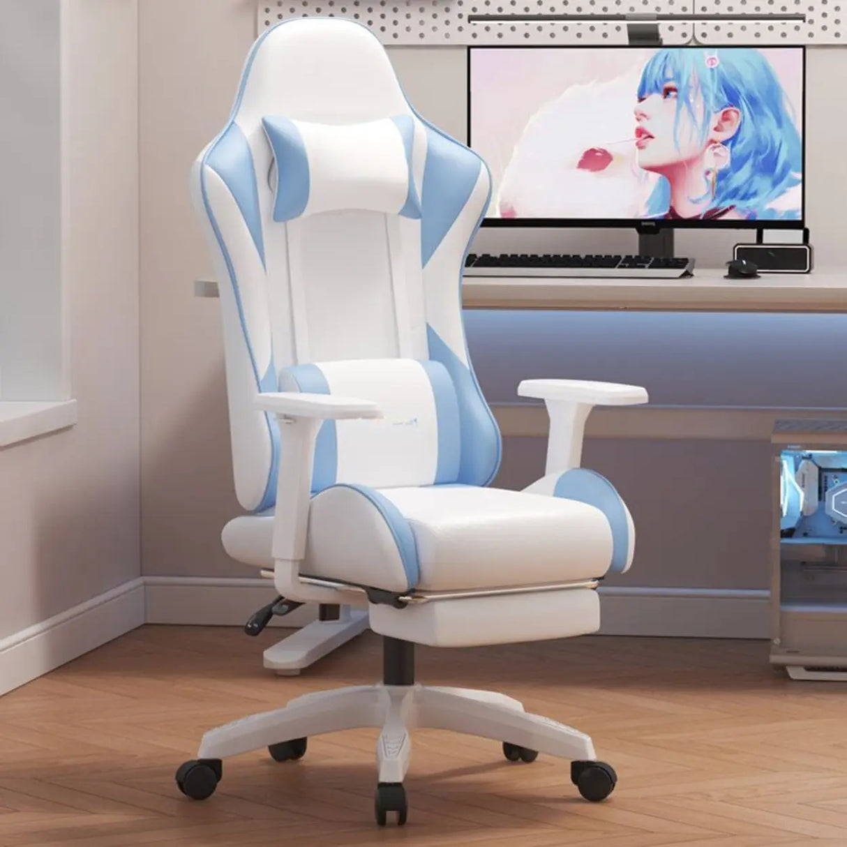 Ergonomic Racer Swivel Gaming Office Chair With Headrest Image - 15