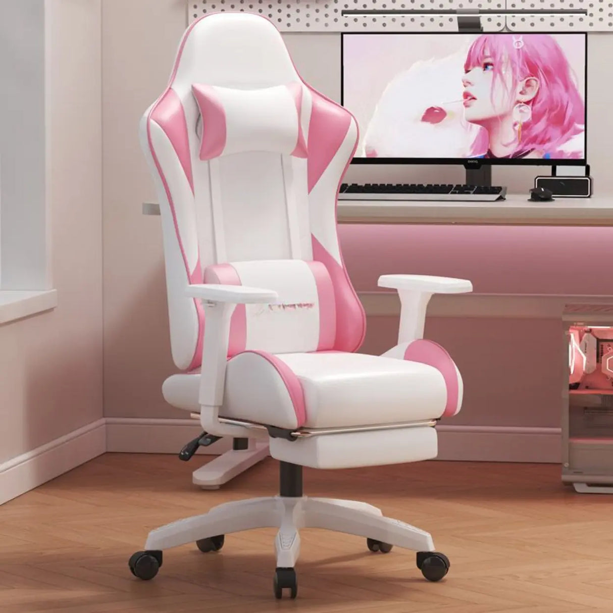 Ergonomic Racer Swivel Gaming Office Chair With Headrest Image - 16
