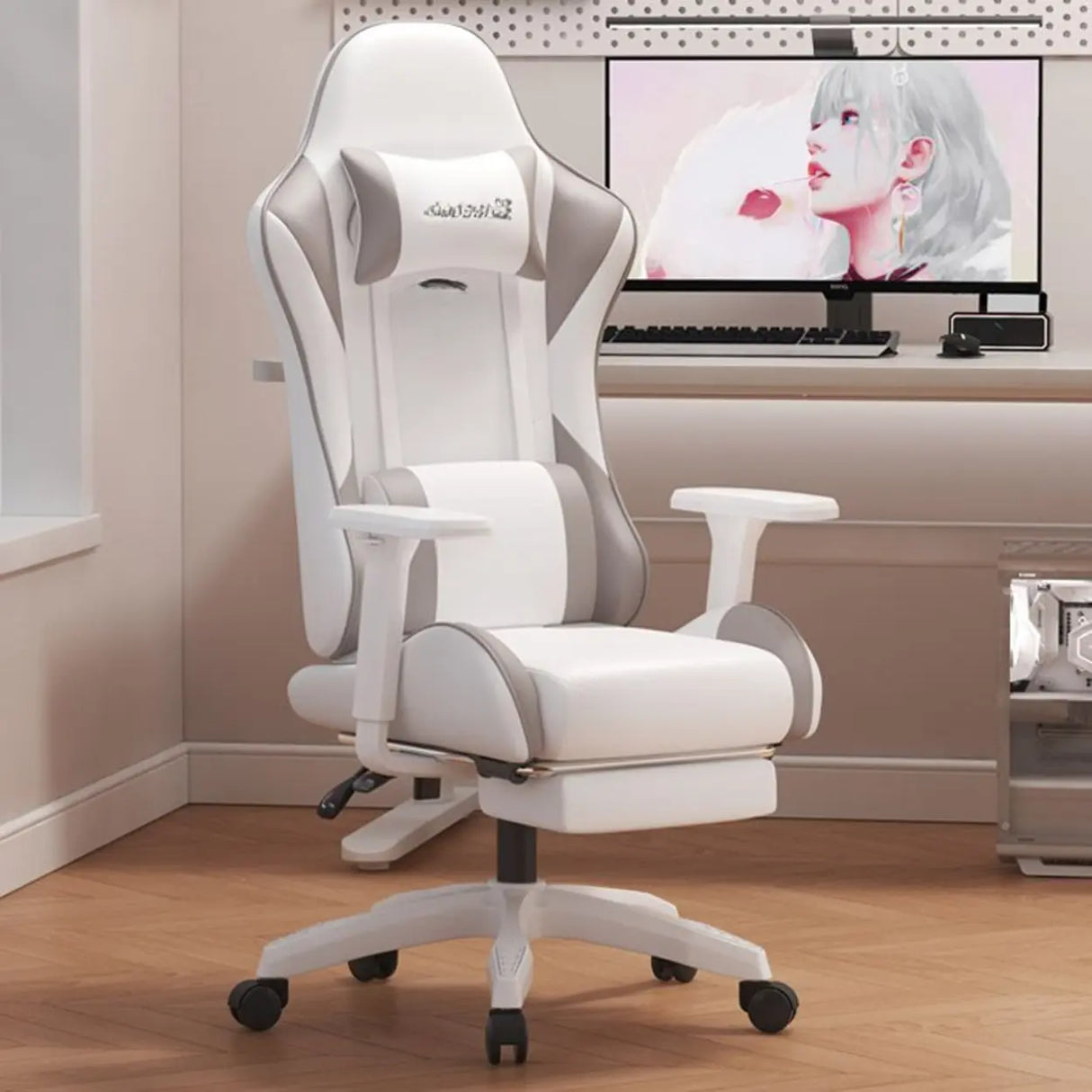 Ergonomic Racer Swivel Gaming Office Chair With Headrest Image - 17