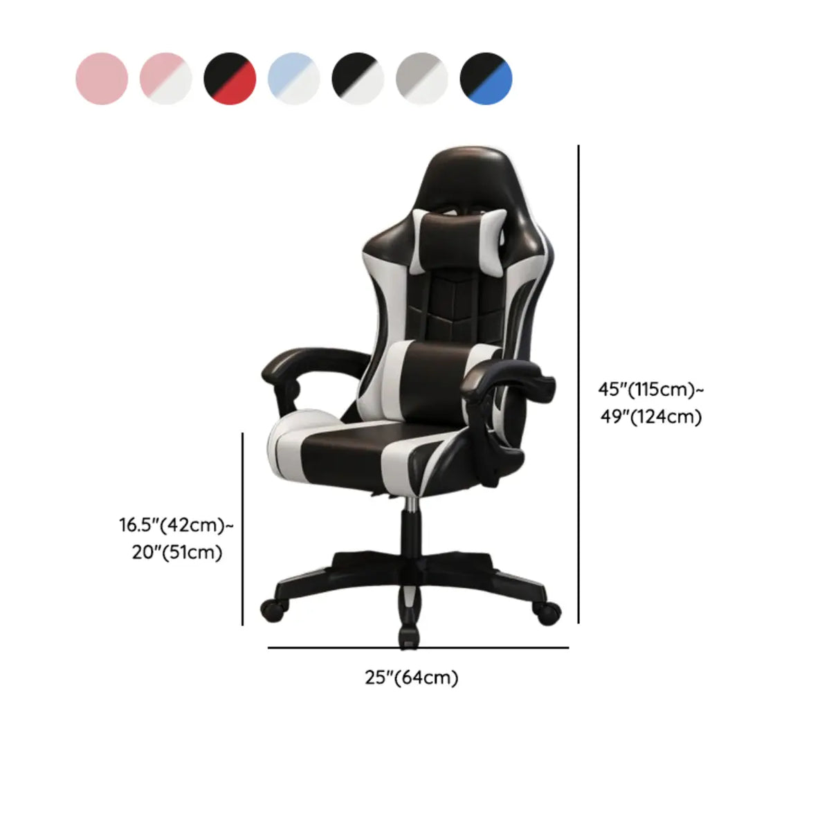 Ergonomic Racer Swivel Gaming Office Chair With Headrest 
