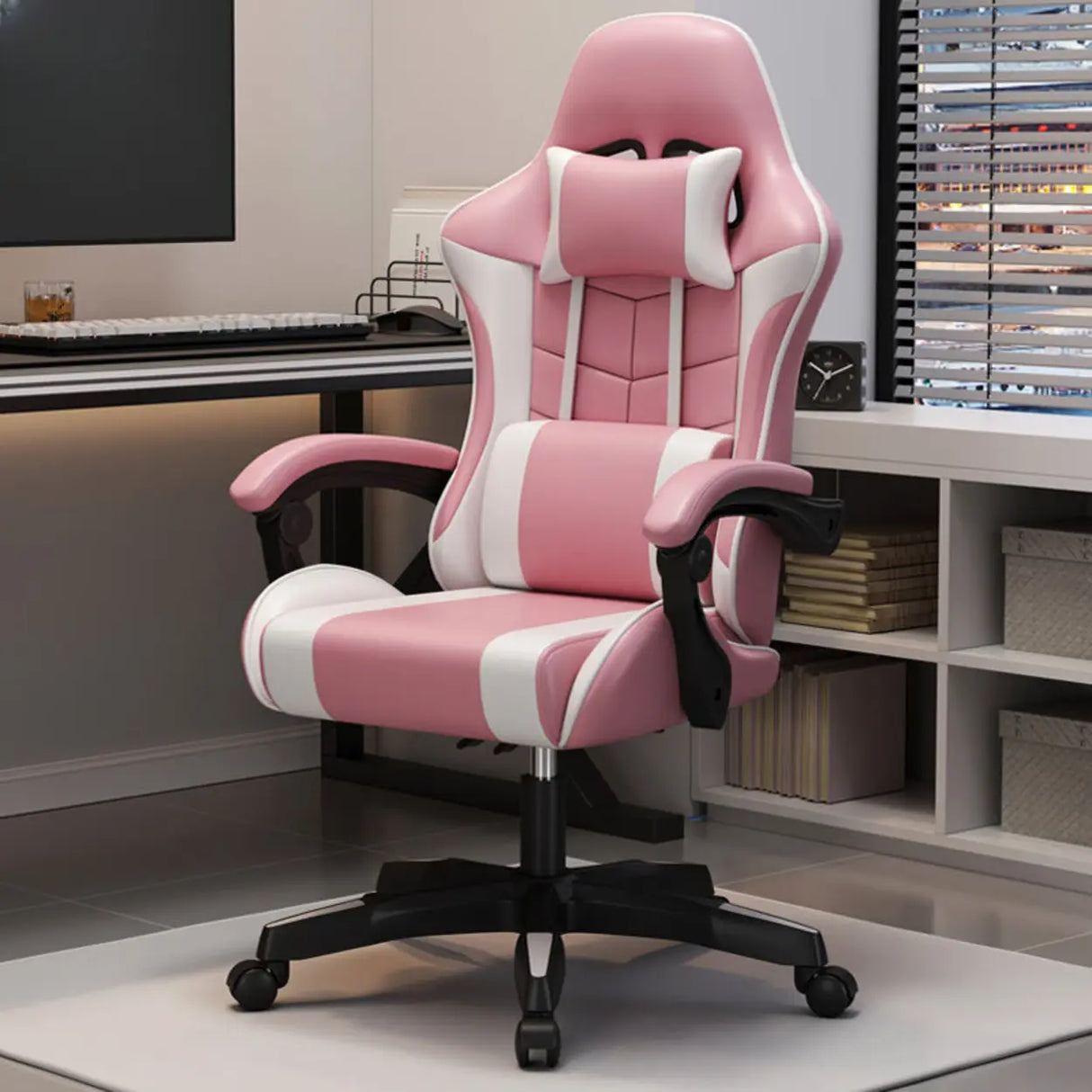 Ergonomic Racer Swivel Gaming Office Chair With Headrest Image - 3