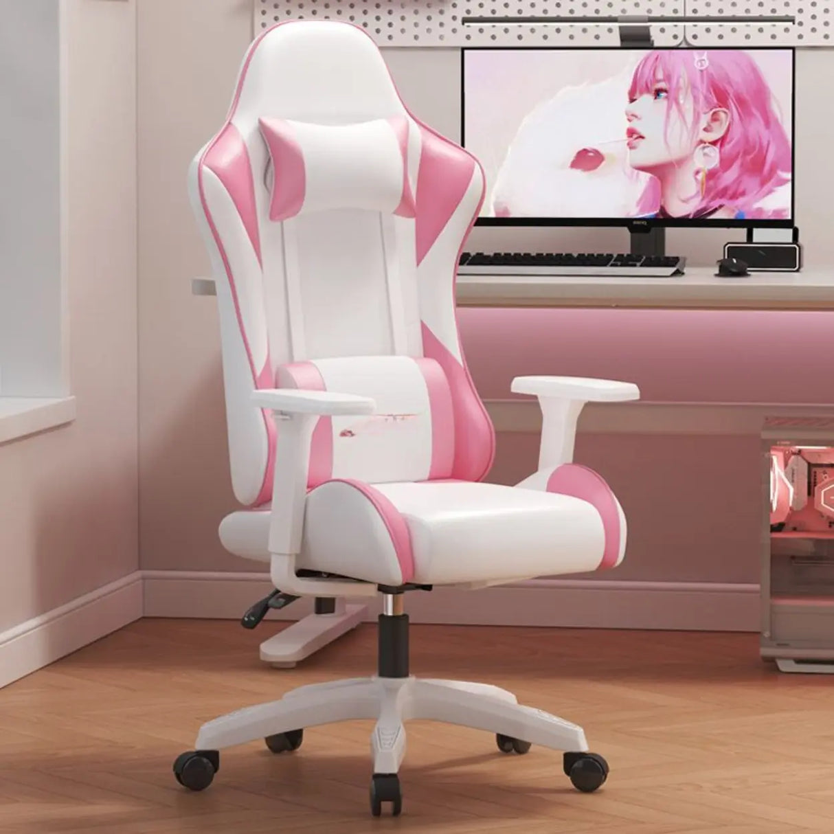 Ergonomic Racer Swivel Gaming Office Chair With Headrest Image - 5