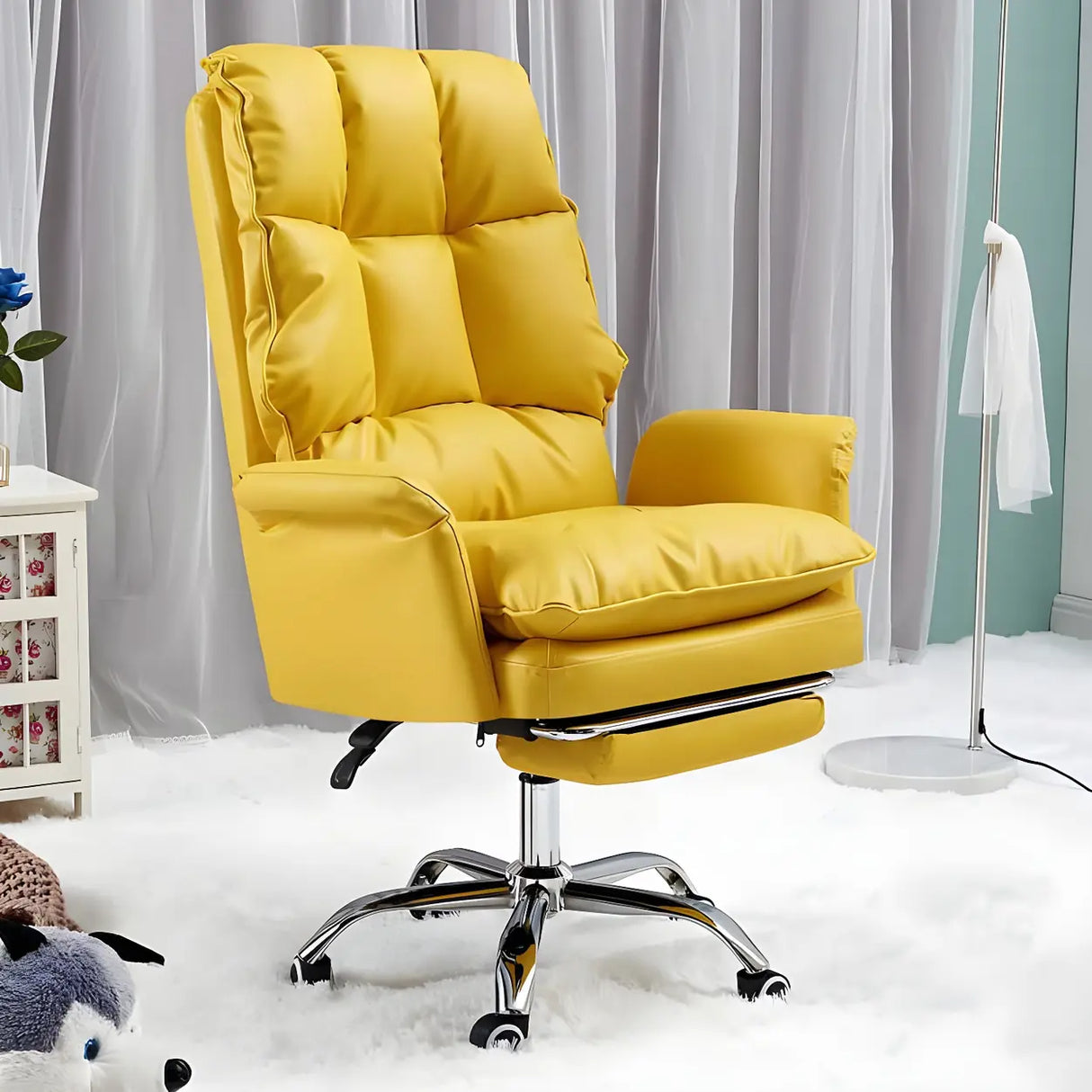 Ergonomic Recliner Pink High Back Adjustable Task Chair Image - 11