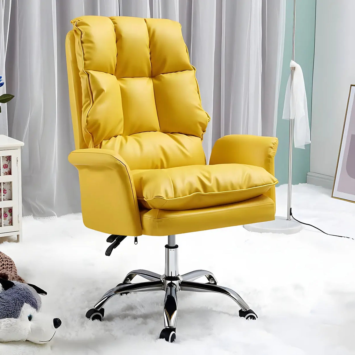 Ergonomic Recliner Pink High Back Adjustable Task Chair Image - 13
