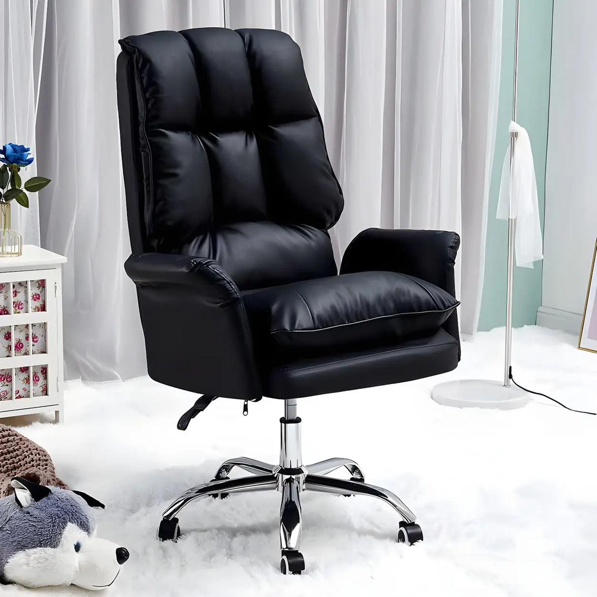 Ergonomic Recliner Pink High Back Adjustable Task Chair Image - 4