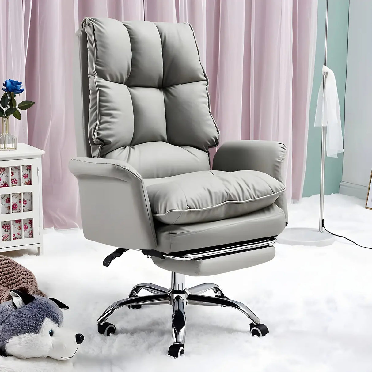 Ergonomic Recliner Pink High Back Adjustable Task Chair Image - 5