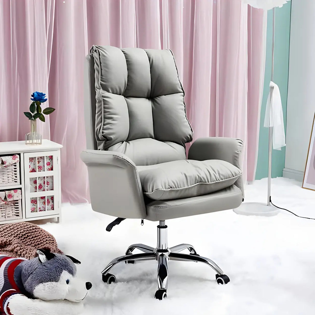 Ergonomic Recliner Pink High Back Adjustable Task Chair Image - 6