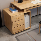 Ergonomic Rubberwood Butcher Block Drawer Computer Desk Image - 6