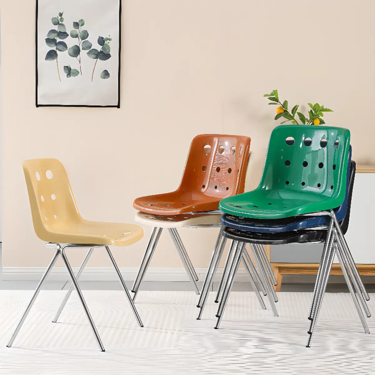 Ergonomic Sand Color Metal Base Polymer Office Chair Image - 6
