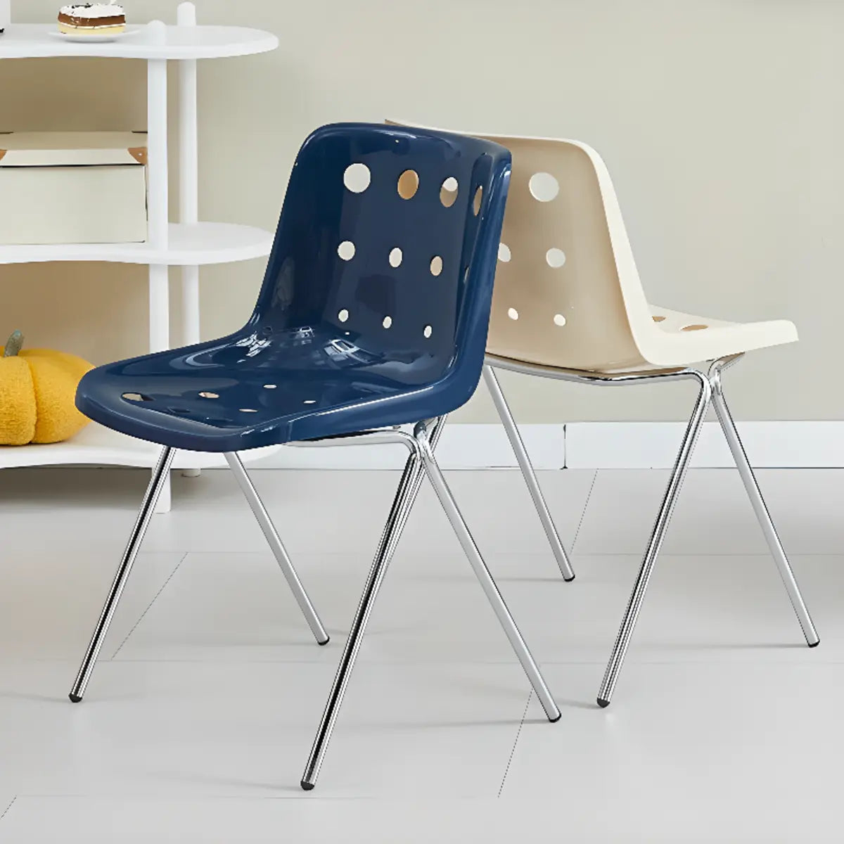 Ergonomic Sand Color Metal Base Polymer Office Chair Image - 8