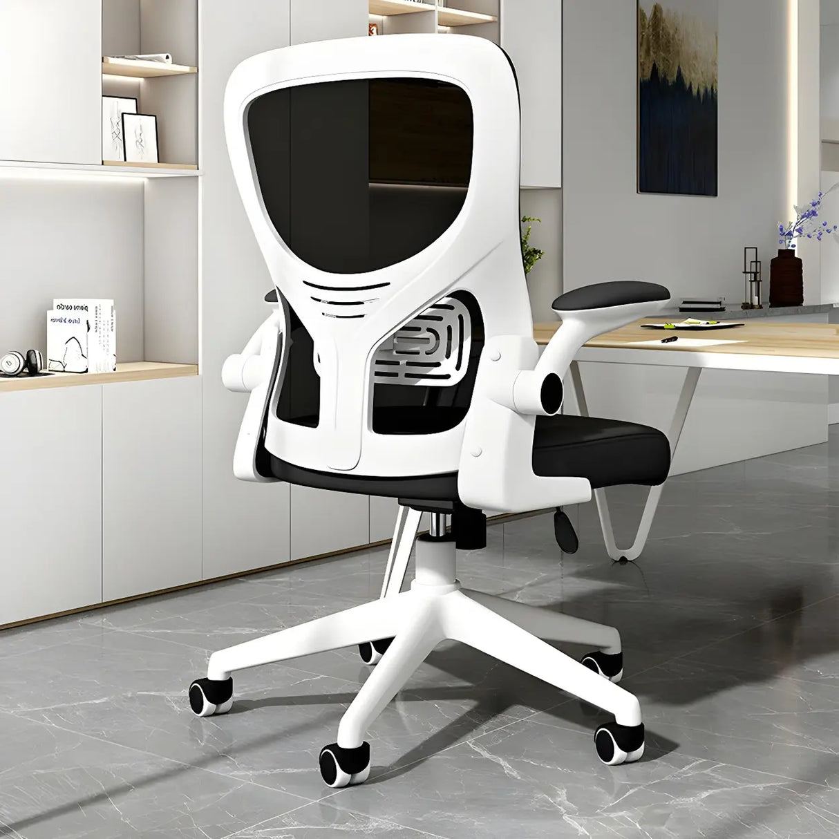 Ergonomic Swivel Mesh Adjustable Casters Office Chair Image - 21
