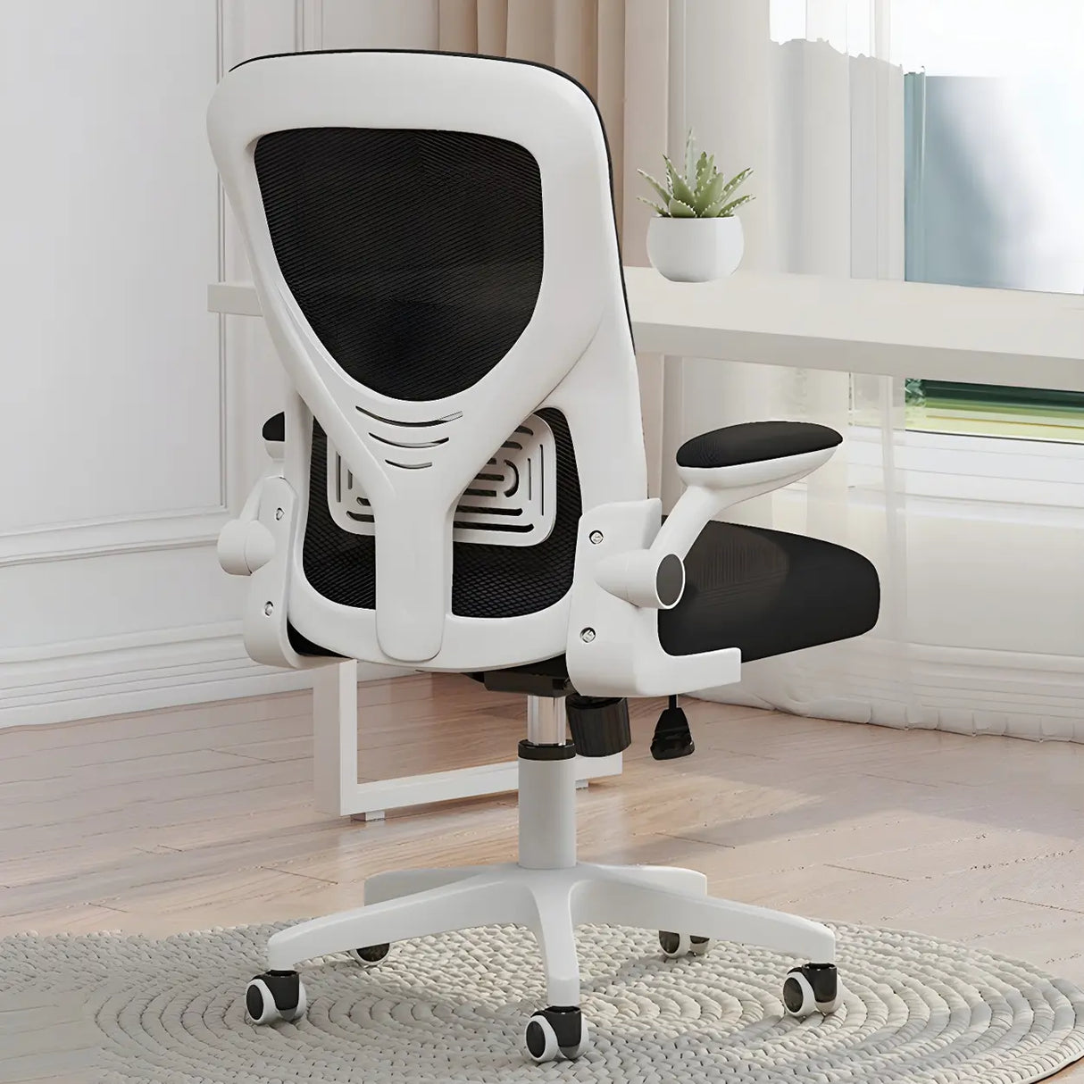 Ergonomic Swivel Mesh Adjustable Casters Office Chair Image - 24