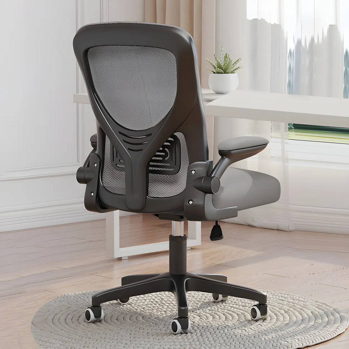 Ergonomic Swivel Mesh Adjustable Casters Office Chair Image - 30