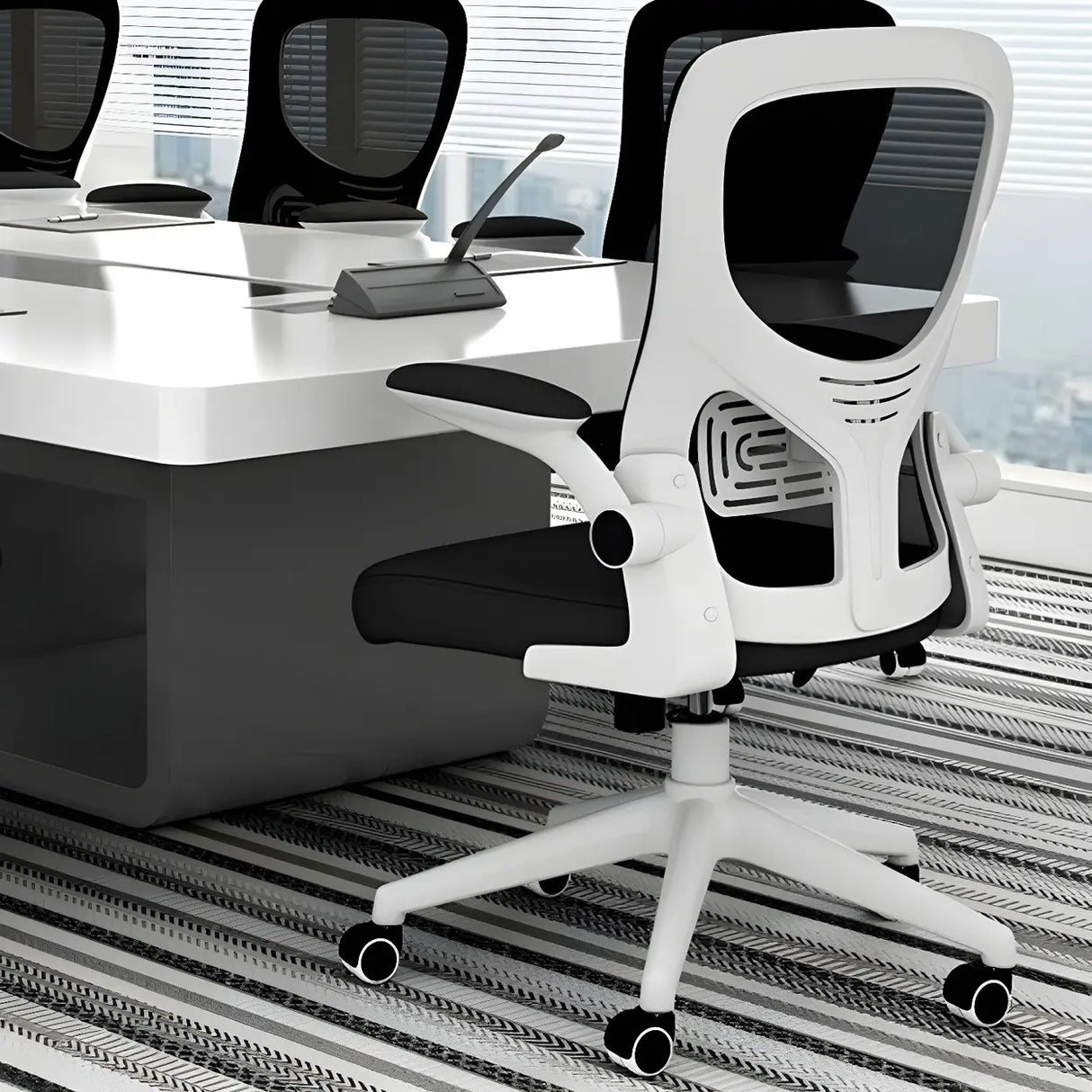 Ergonomic Swivel Mesh Adjustable Casters Office Chair Image - 4