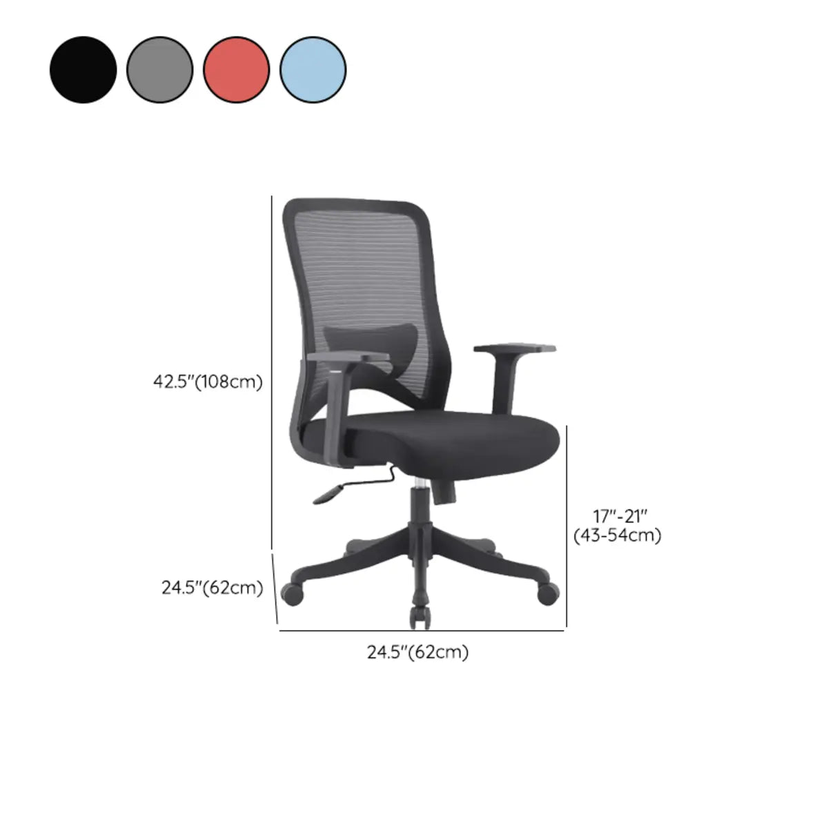Ergonomic Swivel Office Chair Mesh Black Adjustable Seat 