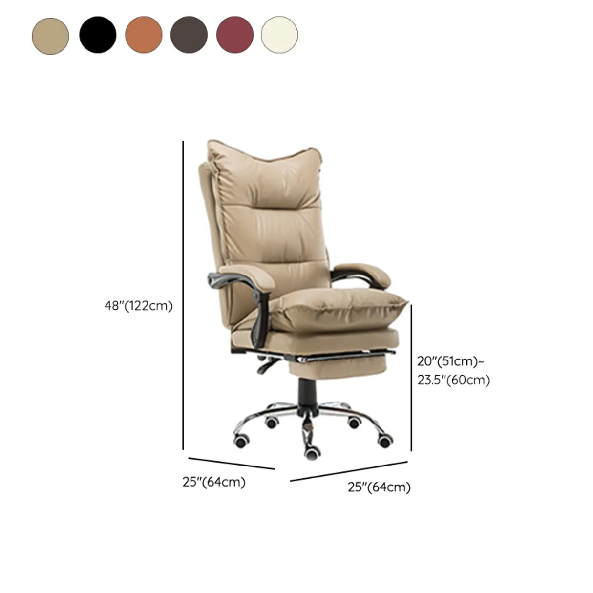 Ergonomic Swivel Wheels and Armrests Leather Office Chair 