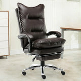 Ergonomic Swivel Wheels and Armrests Leather Office Chair Image - 6