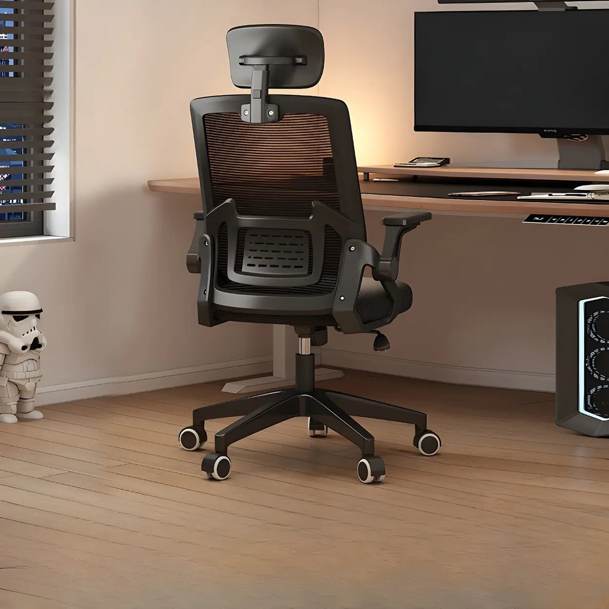 Ergonomic Tilt Padded Mesh Executive Black Office Chair Image - 2
