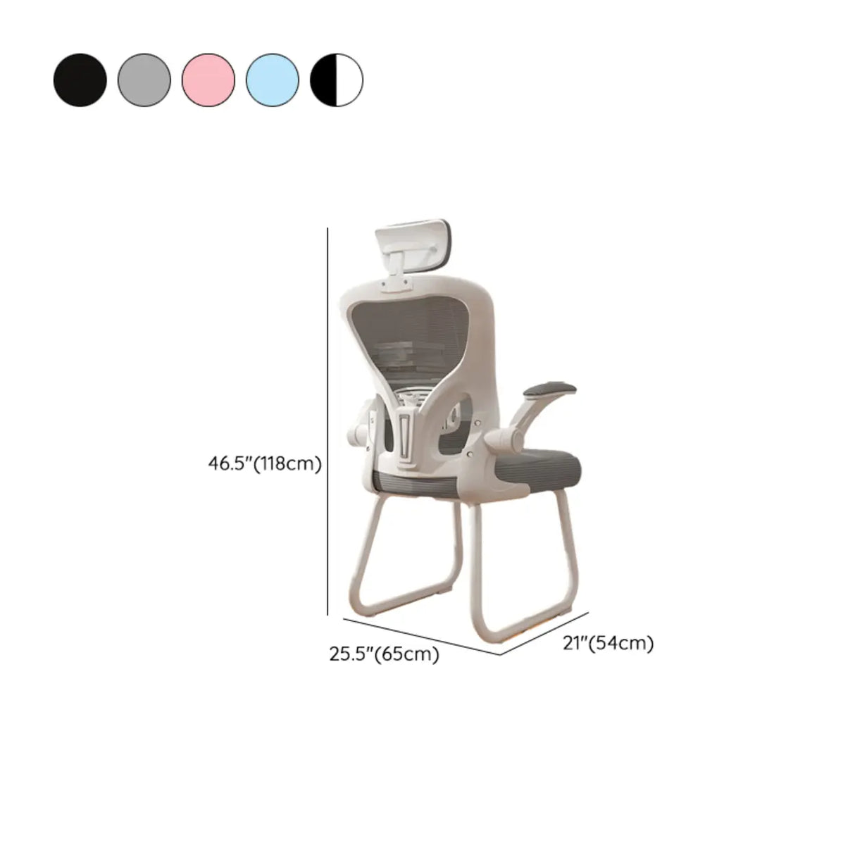 Ergonomic White-Gray Adjustable Mesh Task Office Chair 