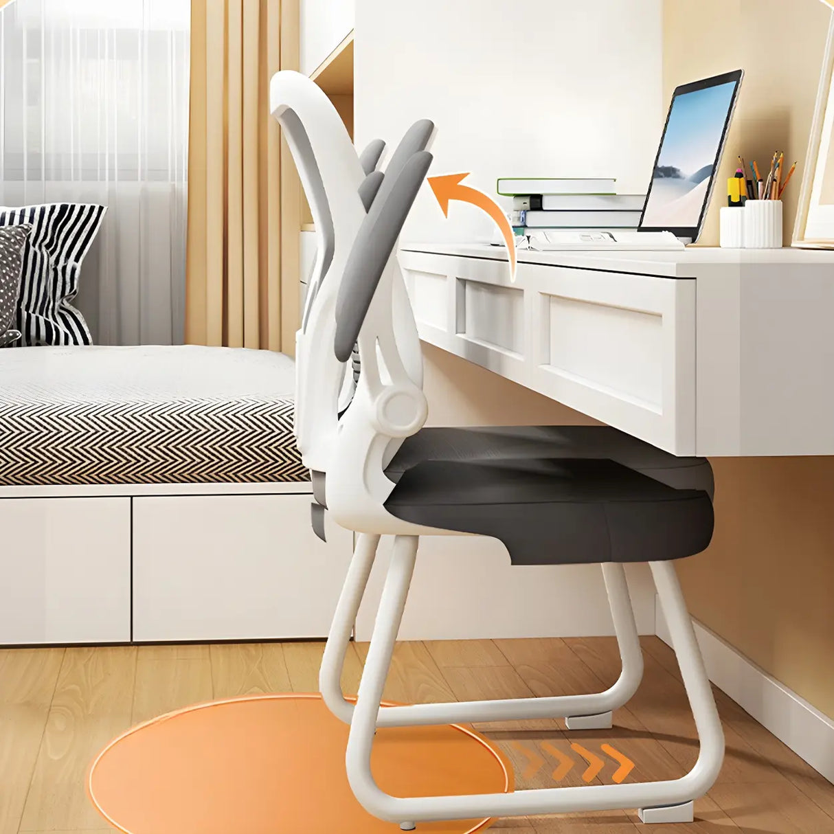 Ergonomic White-Gray Adjustable Mesh Task Office Chair Image - 4