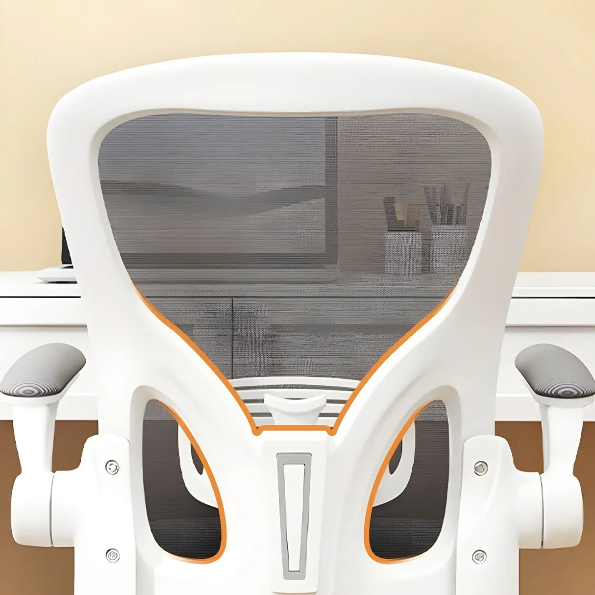 Ergonomic White-Gray Adjustable Mesh Task Office Chair Image - 9