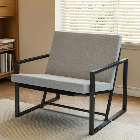 Ergonomic White Sherpa Fixed Back Sled Lounge Chair Image - 2