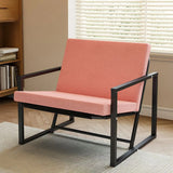Ergonomic White Sherpa Fixed Back Sled Lounge Chair Image - 3