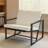 Ergonomic White Sherpa Fixed Back Sled Lounge Chair Image - 5