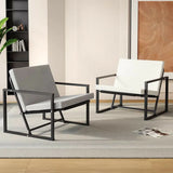 Ergonomic White Sherpa Fixed Back Sled Lounge Chair Image - 7