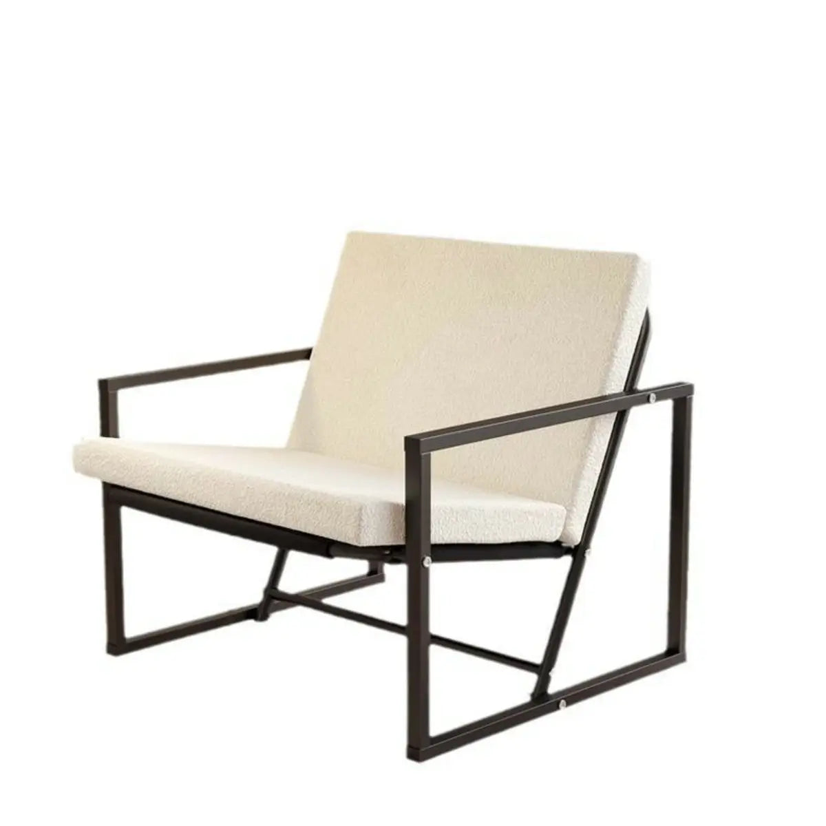 Ergonomic White Sherpa Fixed Back Sled Lounge Chair Image - 8