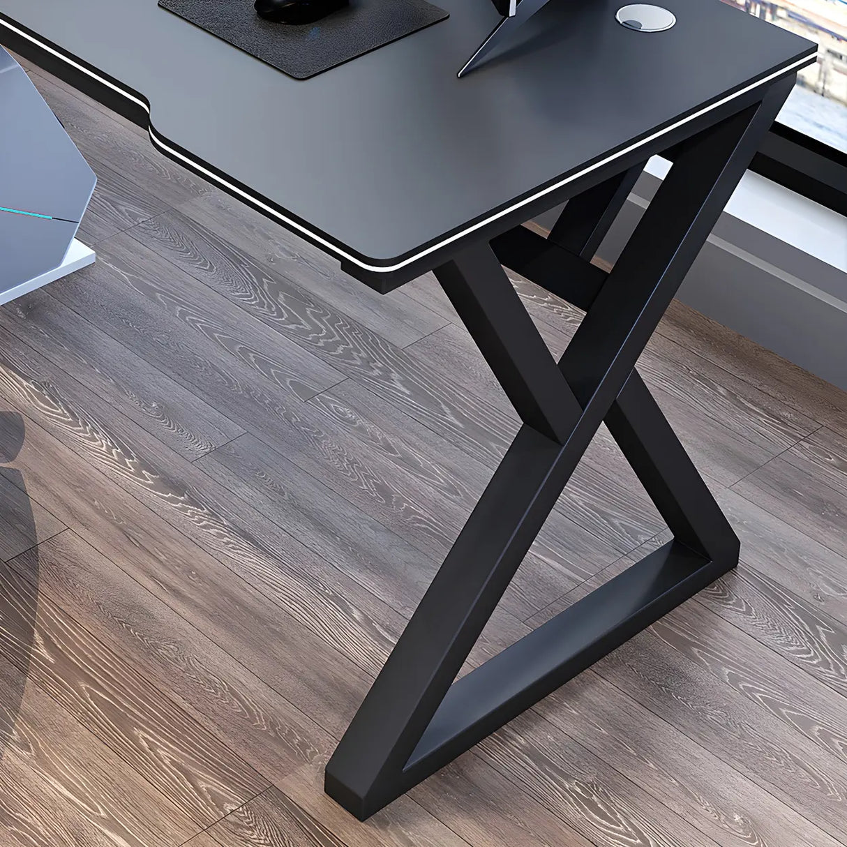 Ergonomic Wood Free Form Sled Double Computer Desk Image - 10
