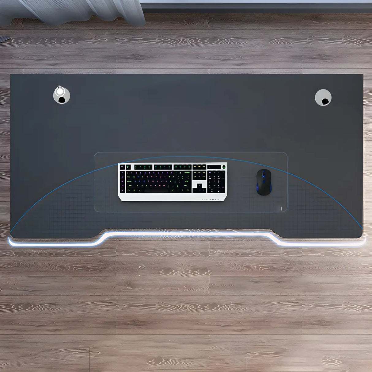 Ergonomic Wood Free Form Sled Double Computer Desk Image - 15