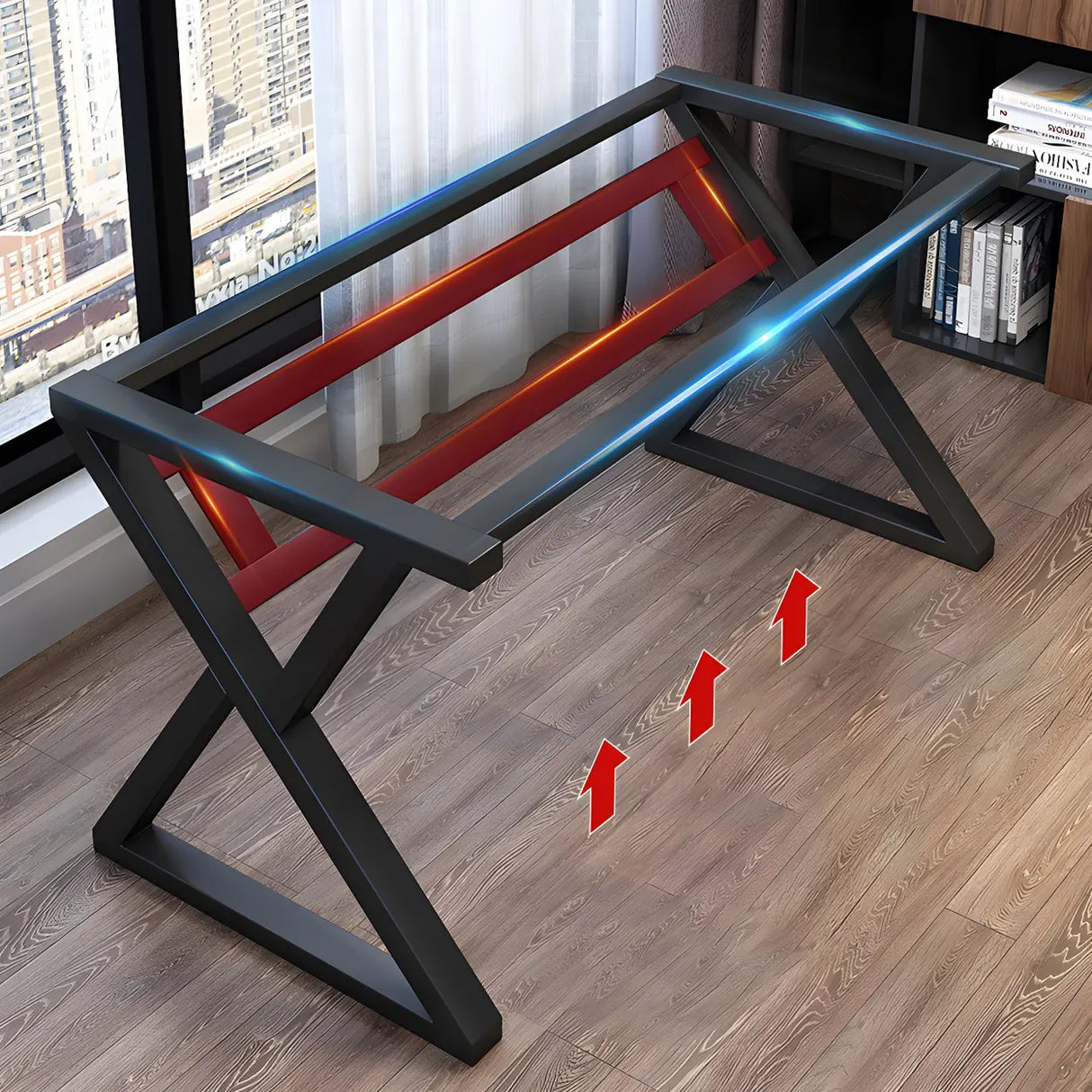 Ergonomic Wood Free Form Sled Double Computer Desk Image - 9